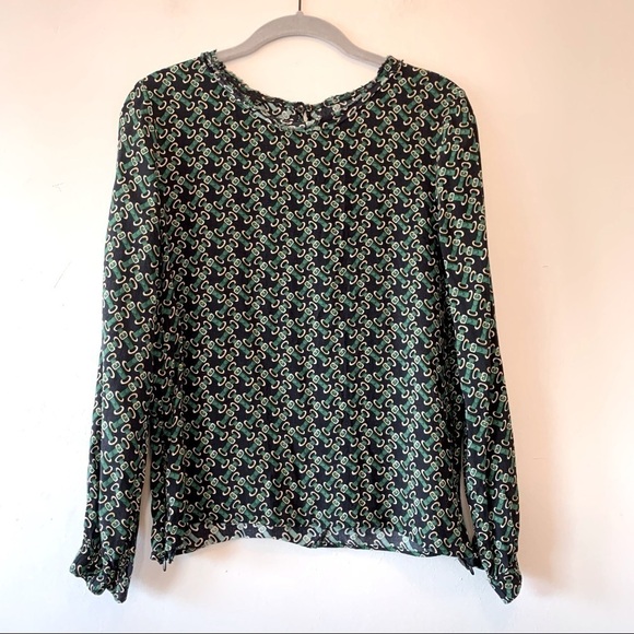 Zara Buckle Chain Printed Long Sleeve Blouse - Picture 1 of 6
